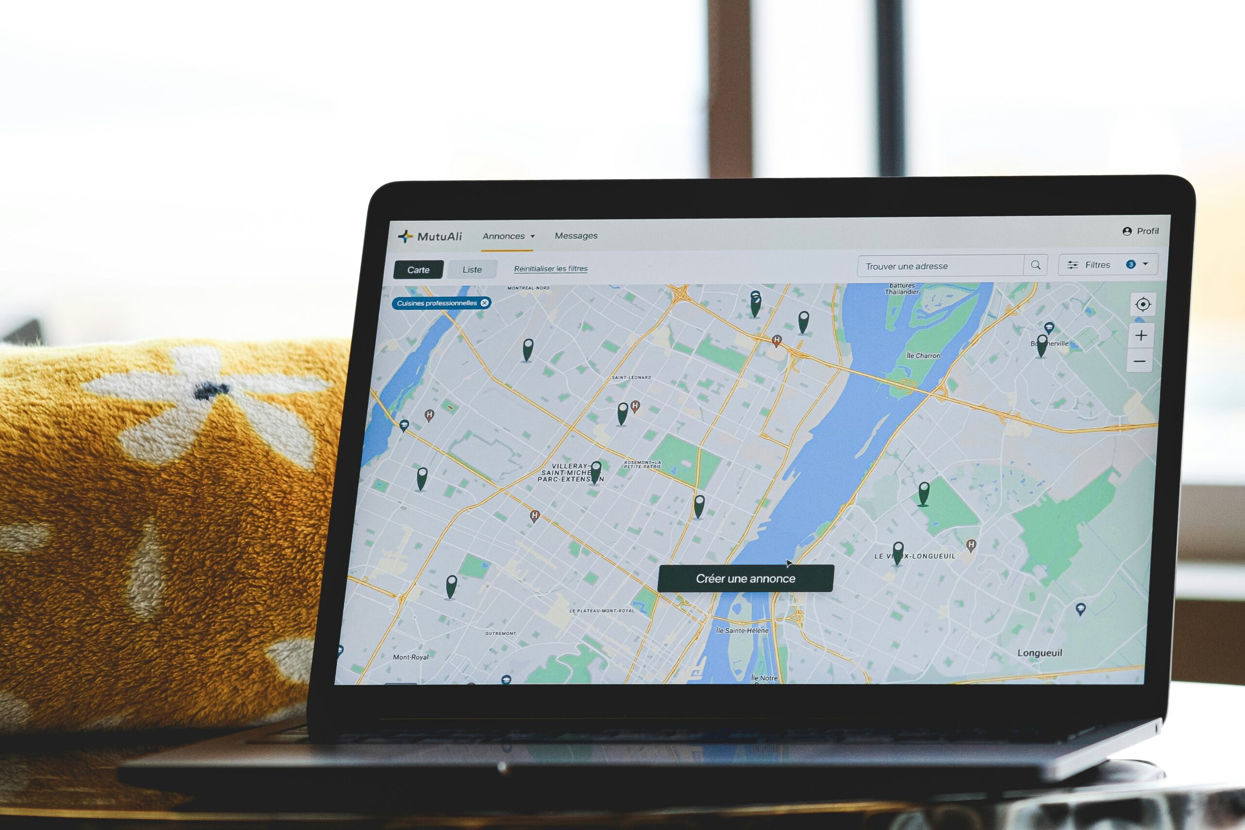 Laptop open to a small business google maps page; local search area optimization for small businesses, new southern solutions